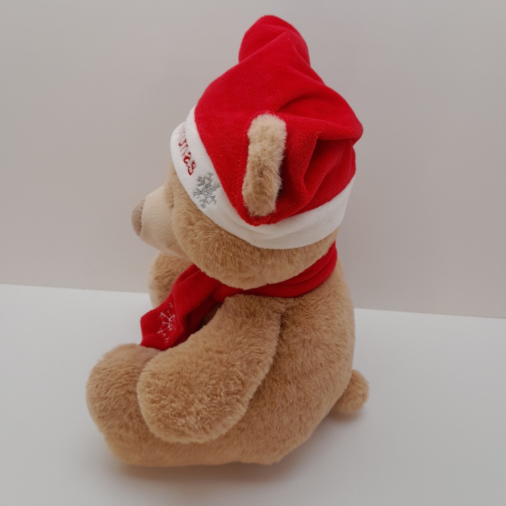 Kellytoy My 1st Christmas Teddy Bear Plush Tan Red Santa Hat Scarf 10 Inch - Picture 6 of 8